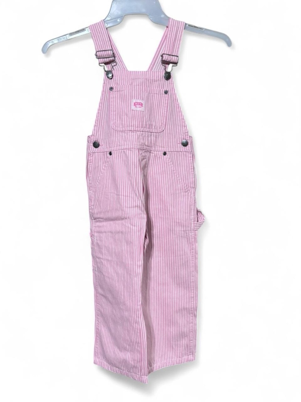 Key Pink Striped Overalls - Kids' Adjustable Straps